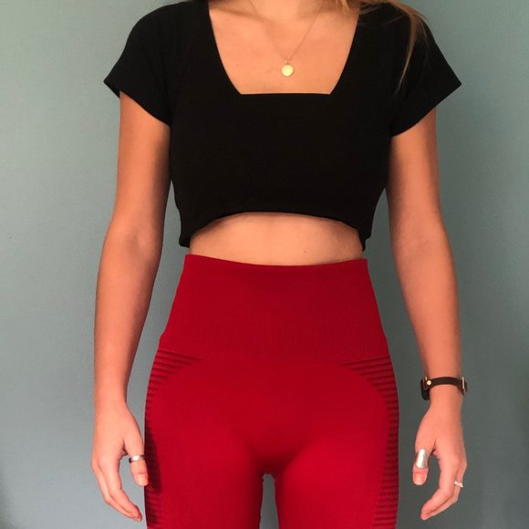 Red Athletic Seamless Leggings - Picture 1 of 4